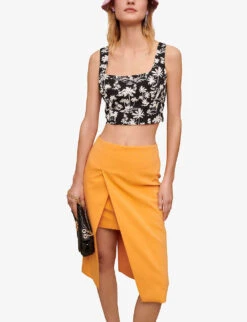 Maje Palm Tree-print Cotton Crop Top -Ted Baker Store R04101503 NOIRGRIS ALT02