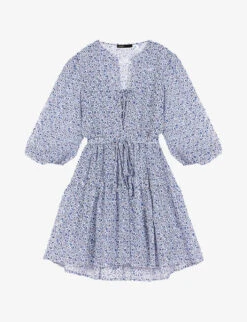 Maje Rilaneta Floral-print Chiffon Mini Dress