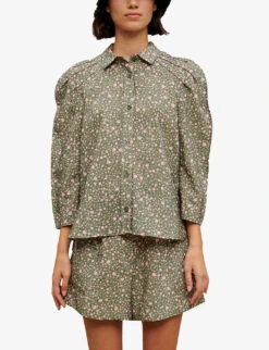 Maje Cakita Floral-print Puff-sleeved Woven Shirt -Ted Baker Store R04101537 IMPRIME ALT02
