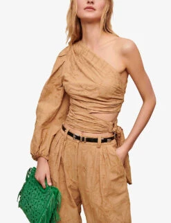 Maje Asymmetric Balloon-sleeve Cotton Top 9 Maje Asymmetric Balloon-sleeve Cotton Top -Ted Baker Store R04101578 NATURELS ALT02