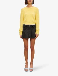 Maje Jinime Pleated Stretch-denim Mini Skirt -Ted Baker Store R04101763 NOIRGRIS ALT01