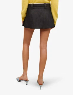 Maje Jinime Pleated Stretch-denim Mini Skirt -Ted Baker Store R04101763 NOIRGRIS ALT03