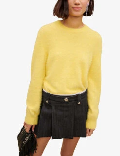 Maje Jinime Pleated Stretch-denim Mini Skirt -Ted Baker Store R04101763 NOIRGRIS ALT04