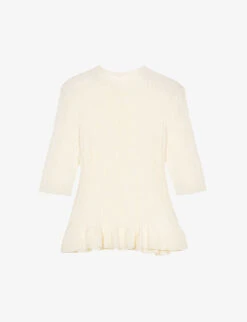 Maje Ruffled-hem Woven Top