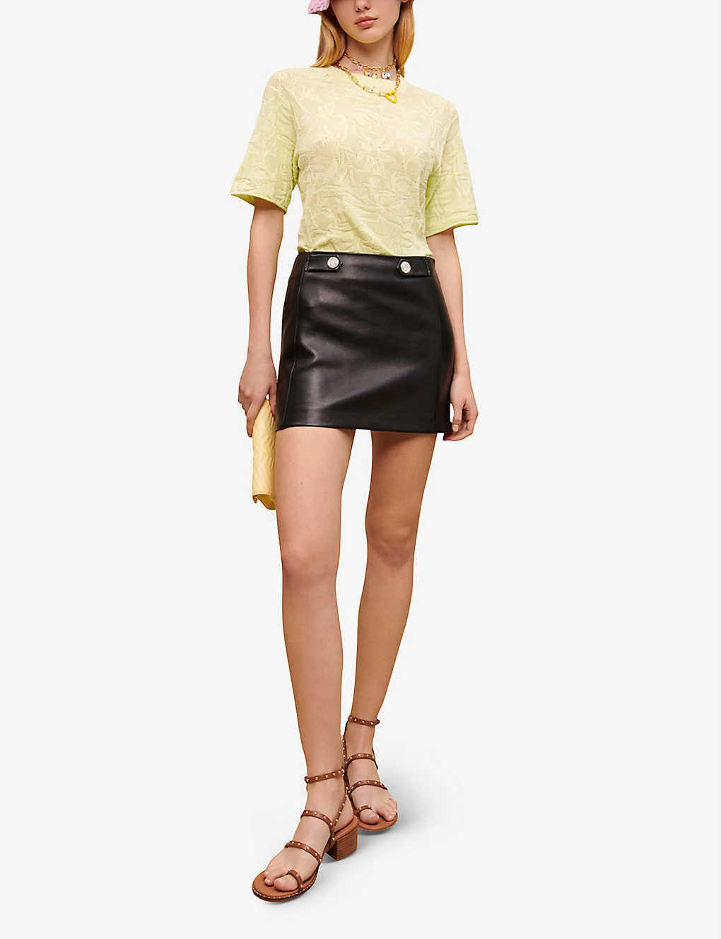 Maje Lace-weave Stretch Cotton-blend T-shirt 4 Maje Lace-weave Stretch Cotton-blend T-shirt - Image 2