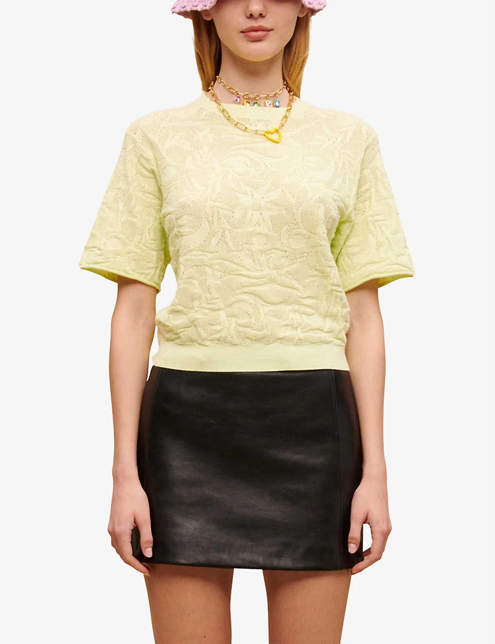 Maje Lace-weave Stretch Cotton-blend T-shirt 5 Maje Lace-weave Stretch Cotton-blend T-shirt - Image 3