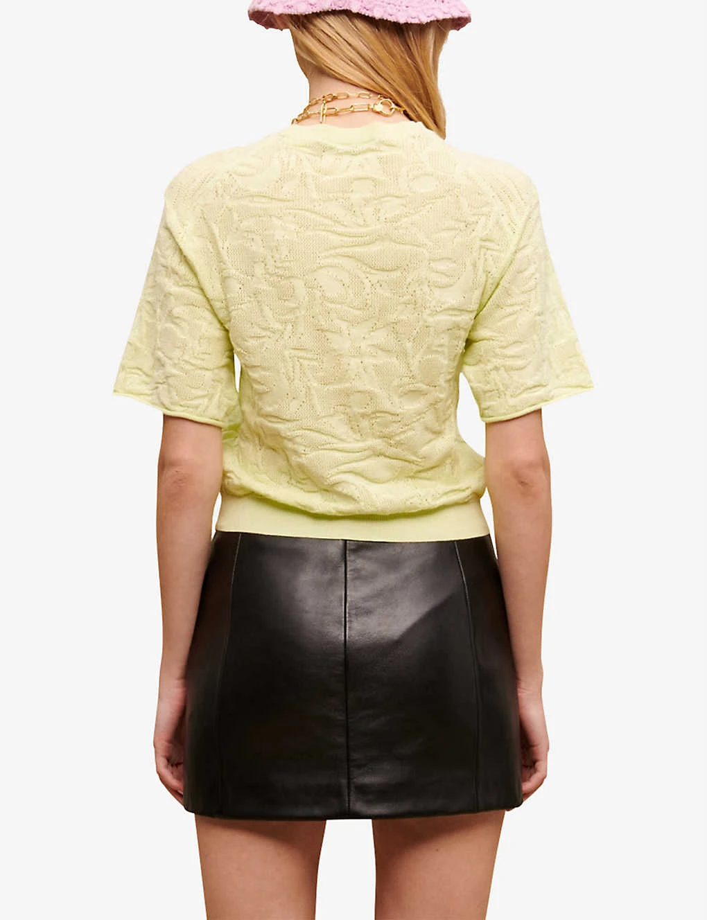 Maje Lace-weave Stretch Cotton-blend T-shirt 6 Maje Lace-weave Stretch Cotton-blend T-shirt - Image 4