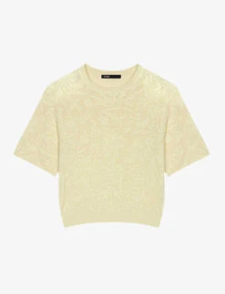Maje Lace-weave Stretch Cotton-blend T-shirt