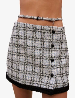 Maje High-rise Waist-strap Tweed Mini Skirt 11 Maje High-rise Waist-strap Tweed Mini Skirt -Ted Baker Store R04101830 BLEUS ALT04