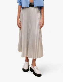 Maje Jonaely High-rise Metallic-pleated Midi Skirt -Ted Baker Store R04101841 NOIRGRIS ALT02