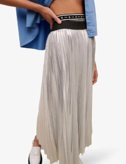 Maje Jonaely High-rise Metallic-pleated Midi Skirt -Ted Baker Store R04101841 NOIRGRIS ALT04