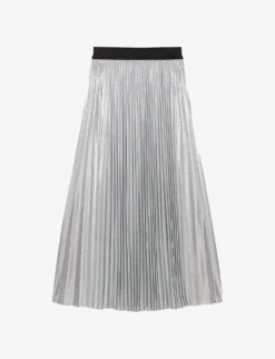 Maje Jonaely High-rise Metallic-pleated Midi Skirt