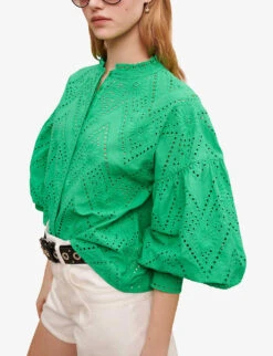 Maje Crochet-pattern Cotton Shirt 10 Maje Crochet-pattern Cotton Shirt -Ted Baker Store R04101902 VERTS ALT02