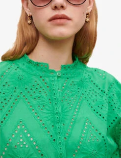 Maje Crochet-pattern Cotton Shirt 13 Maje Crochet-pattern Cotton Shirt -Ted Baker Store R04101902 VERTS ALT05