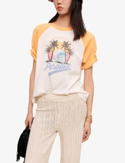 Maje Sunrise Graphic-print Relaxed-fit Cotton T-shirt -Ted Baker Store R04101906 BLANC ALT02