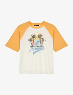 Maje Sunrise Graphic-print Relaxed-fit Cotton T-shirt