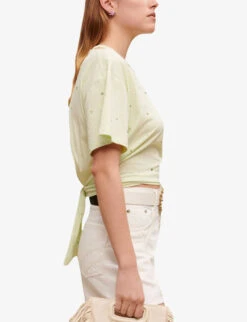 Maje Floral-embellished Cotton T-shirt 9 Maje Floral-embellished Cotton T-shirt -Ted Baker Store R04101947 VERTS ALT02