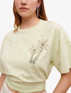 Maje Floral-embellished Cotton T-shirt 11 Maje Floral-embellished Cotton T-shirt -Ted Baker Store R04101947 VERTS ALT04