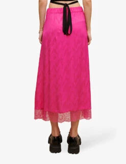 Maje Jolira Graphic-print Lace-trimmed Woven Midi Skirt -Ted Baker Store R04101948 ROSES ALT03