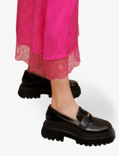 Maje Jolira Graphic-print Lace-trimmed Woven Midi Skirt -Ted Baker Store R04101948 ROSES ALT04