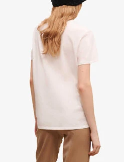 Maje Logo-embroidered Stretch-cotton T-shirt -Ted Baker Store R04101950 BLANC ALT03