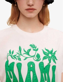 Maje Logo-embroidered Stretch-cotton T-shirt -Ted Baker Store R04101950 BLANC ALT04