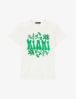 Maje Logo-embroidered Stretch-cotton T-shirt