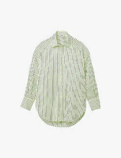 Sandro Faro Striped Oversized Cotton-blend Shirt