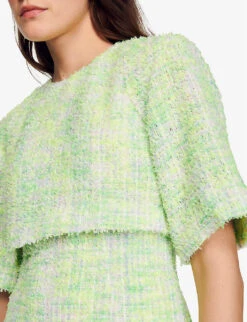 Sandro Agy Checked Layered-effect Tweed Mini Dress -Ted Baker Store R04102240 VERTS ALT04