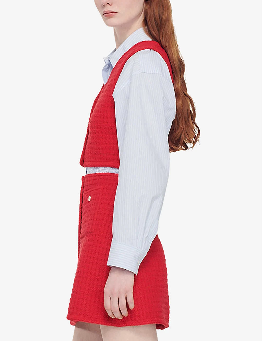 Sandro Gravelle Cropped Buttoned Tweed Sweater Vest 5 Sandro Gravelle Cropped Buttoned Tweed Sweater Vest - Image 3