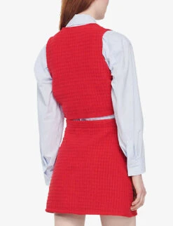 Sandro Gravelle Cropped Buttoned Tweed Sweater Vest 10 Sandro Gravelle Cropped Buttoned Tweed Sweater Vest -Ted Baker Store R04102279 ROUGES ALT03