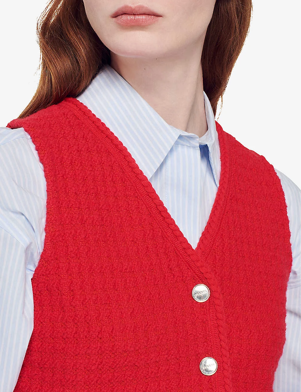 Sandro Gravelle Cropped Buttoned Tweed Sweater Vest 7 Sandro Gravelle Cropped Buttoned Tweed Sweater Vest - Image 5