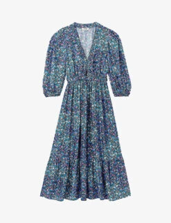 Sandro Floral-print Silk Midi Dress