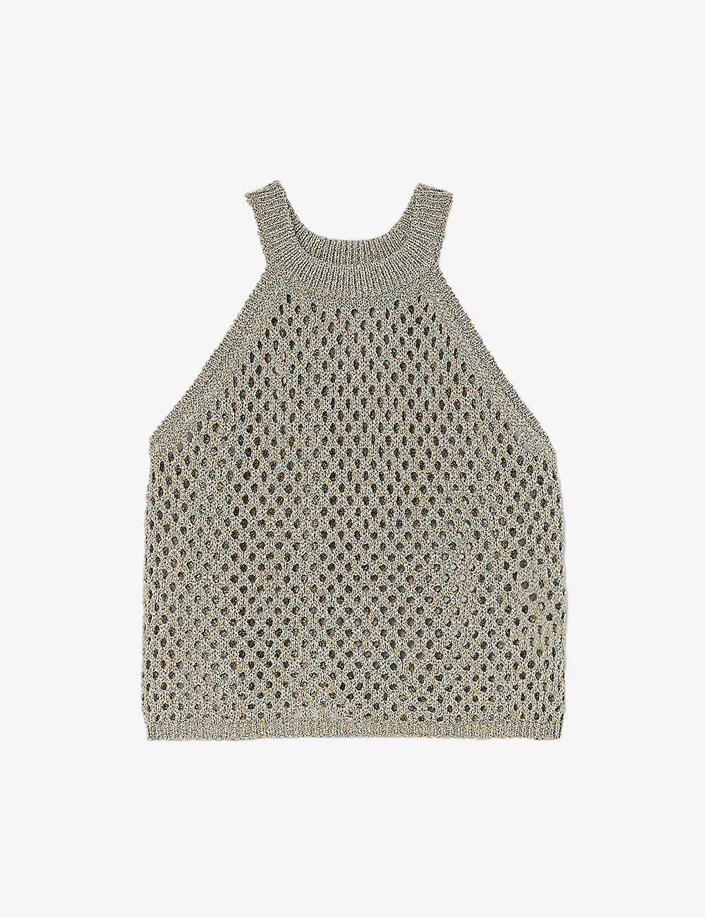 Sandro Metallic-knit Open-work Crochet Cropped Top 3 Sandro Metallic-knit Open-work Crochet Cropped Top