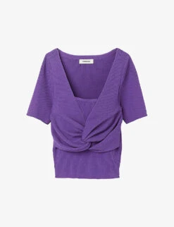 Sandro Knot-detail Layered Knitted Top