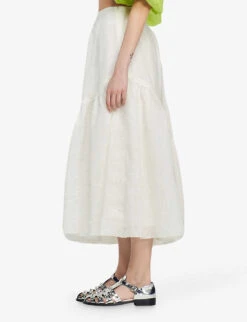 Sandro Christina Tiered-panel Linen-blend Maxi Skirt -Ted Baker Store R04102633 NATURELS ALT02