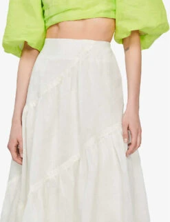 Sandro Christina Tiered-panel Linen-blend Maxi Skirt -Ted Baker Store R04102633 NATURELS ALT04