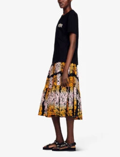 Sandro Logo Crystal-embellished Cotton T-shirt -Ted Baker Store R04102642 NOIRGRIS ALT02