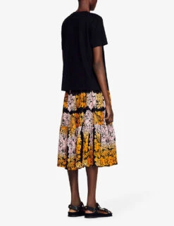 Sandro Logo Crystal-embellished Cotton T-shirt -Ted Baker Store R04102642 NOIRGRIS ALT03