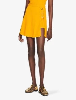 Sandro Bussy Harware-embellished Stretch-woven Mini Skirt -Ted Baker Store R04102691 JAUNESORANGES ALT02