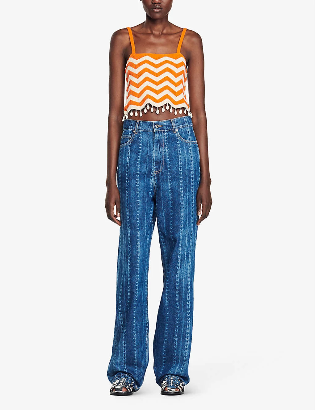 Sandro Cassandre Cropped Embellished Bread-trim Woven Top 4 Sandro Cassandre Cropped Embellished Bread-trim Woven Top - Image 2