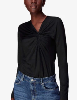Whistles Twist-front Slim-fit Stretch-woven Top 9 Whistles Twist-front Slim-fit Stretch-woven Top -Ted Baker Store R04103136 BLACK ALT02