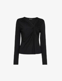 Whistles Twist-front Slim-fit Stretch-woven Top