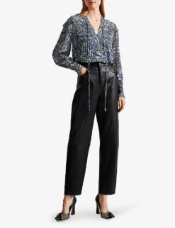 Ted Baker Florrei Kaleidoscopic-print Pleated Recycled Polyester-blend Blouse 7 Ted Baker Florrei Kaleidoscopic-print Pleated Recycled Polyester-blend Blouse -Ted Baker Store R04103242 MIDBLUE ALT01