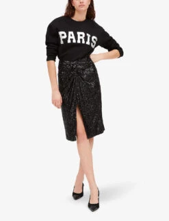 CLAUDIE PIERLOT High-rise Draped Sequin-embellished Skirt 9 CLAUDIE PIERLOT High-rise Draped Sequin-embellished Skirt -Ted Baker Store R04103268 NOIRGRIS ALT01