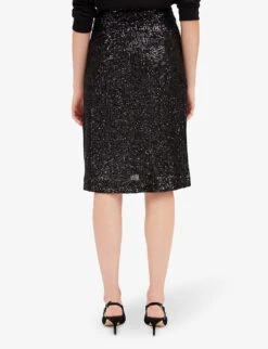 CLAUDIE PIERLOT High-rise Draped Sequin-embellished Skirt 11 CLAUDIE PIERLOT High-rise Draped Sequin-embellished Skirt -Ted Baker Store R04103268 NOIRGRIS ALT03