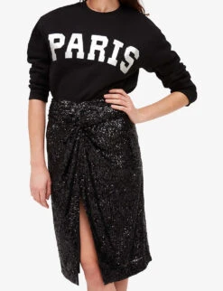 CLAUDIE PIERLOT High-rise Draped Sequin-embellished Skirt 12 CLAUDIE PIERLOT High-rise Draped Sequin-embellished Skirt -Ted Baker Store R04103268 NOIRGRIS ALT04
