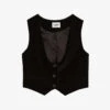 CLAUDIE PIERLOT Scoop-neck Velvet Waistcoat -Ted Baker Store R04103269 NOIRGRIS M