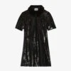 CLAUDIE PIERLOT Ramis Velvet-collar Sequin-embellished Mini Dress