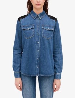 CLAUDIE PIERLOT Shoulder-patch Denim Shirt -Ted Baker Store R04103352 BLEUS ALT02